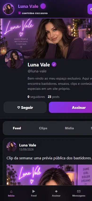 VIPSOLO mobile creator page in the current demo